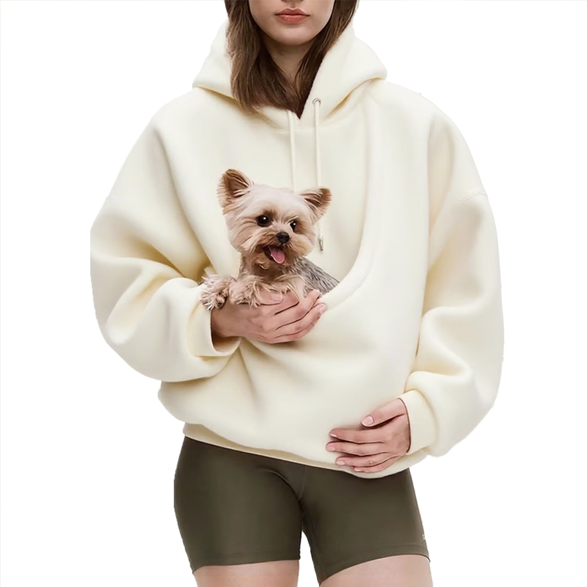 Pull porte-chat et petit chien à poche ventrale