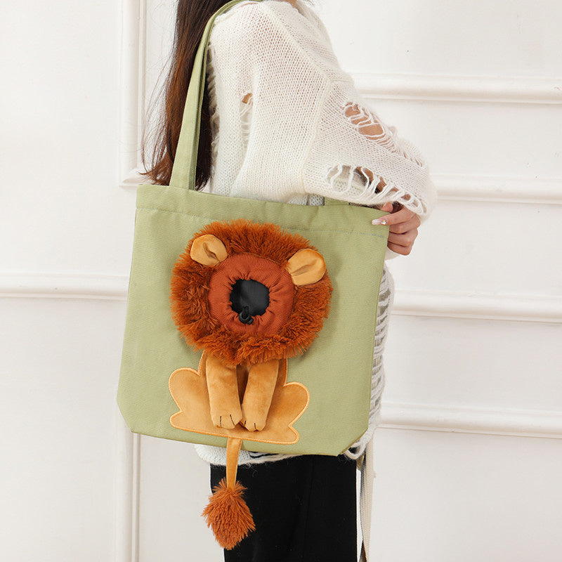 Sac de transport pour chat en toile motif lion