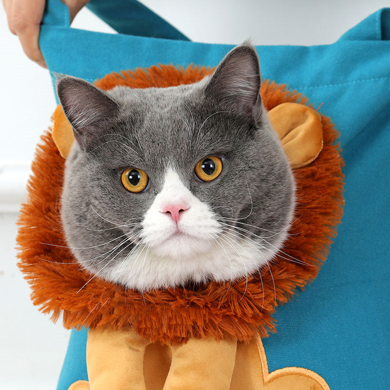 Sac de transport pour chat en toile motif lion