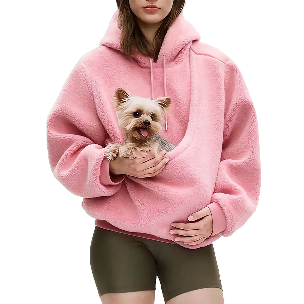 Pull porte-chat et petit chien à poche ventrale