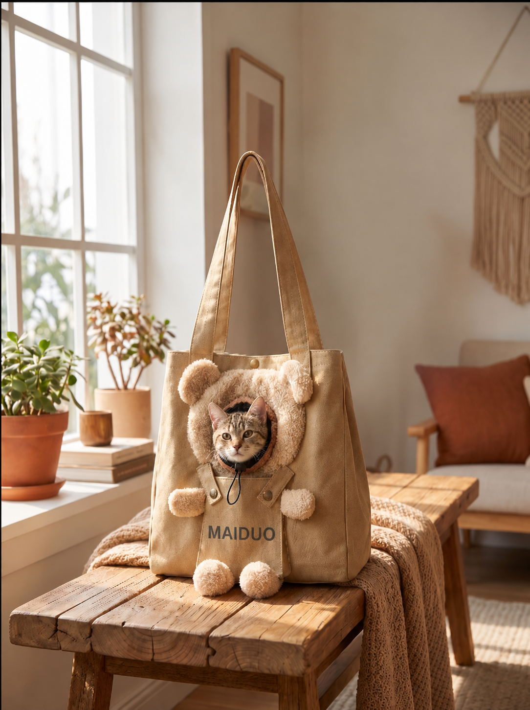 Sac de transport pour chat en toile – Ourson