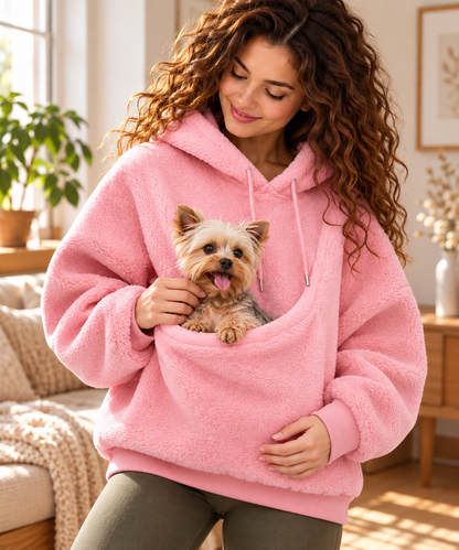 Pull porte-chat et petit chien à poche ventrale