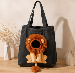 Sac de transport pour chat en toile motif lion
