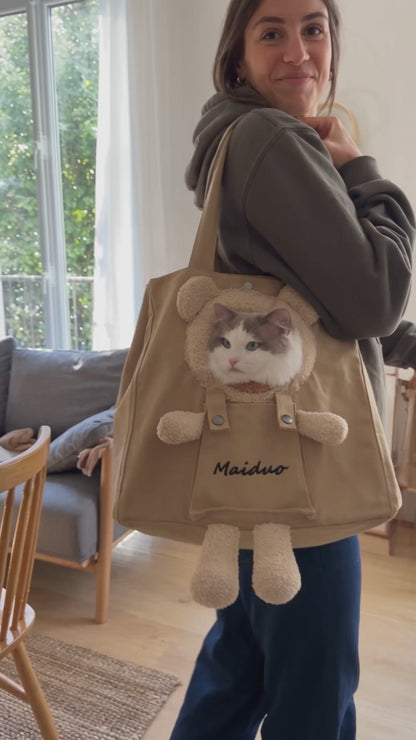 Sac de transport pour chat en toile – Ourson