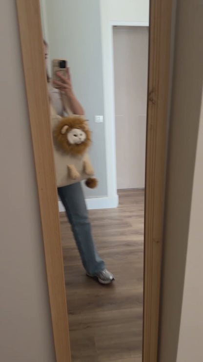 Sac de transport pour chat en toile motif lion