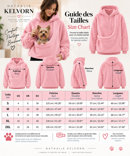 Pull porte-chat et petit chien à poche ventrale